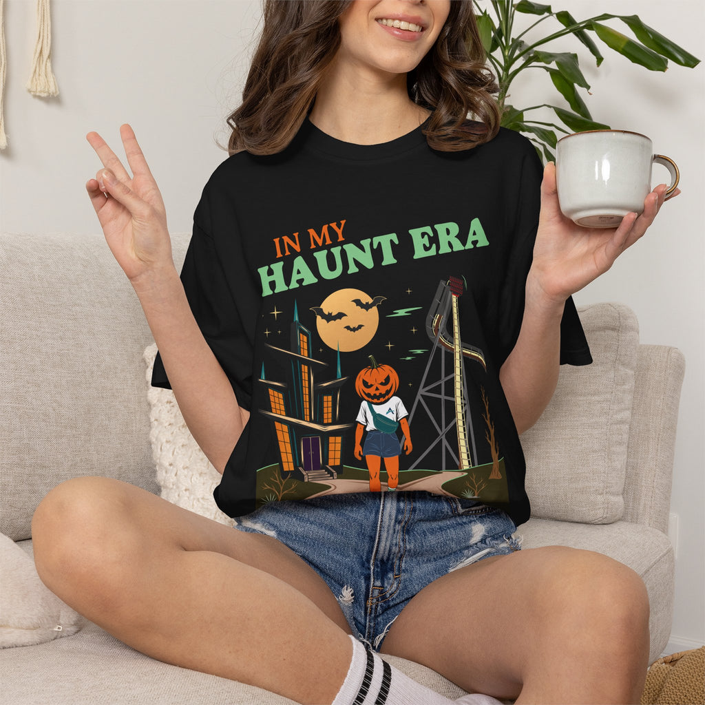 "In My Haunt Era" Pumpkin Woman Halloween 2026 Unisex Garment-Dyed T-Shirt