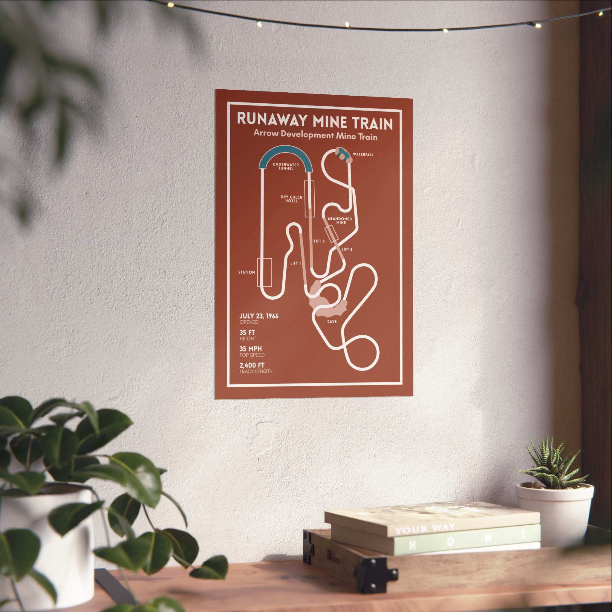 Runaway Mine Train - Six Flags Over Texas Coaster Poster