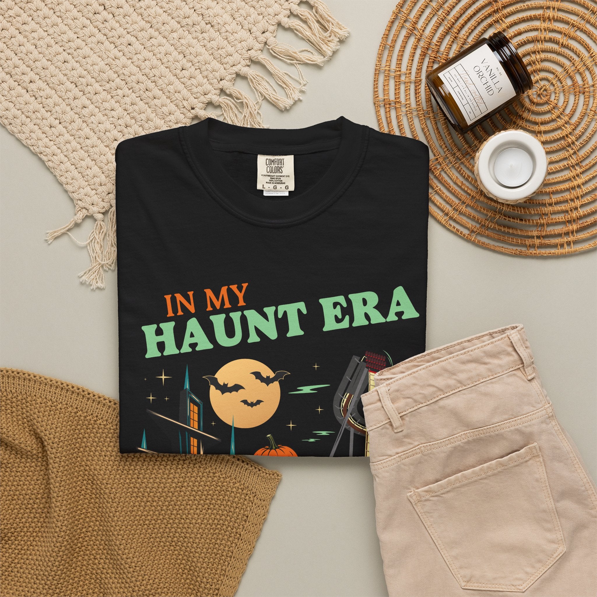 "In My Haunt Era" Pumpkin Woman Halloween 2026 Unisex Garment-Dyed T-Shirt